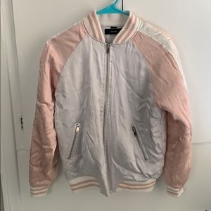 Pink and White Bomber Jacket